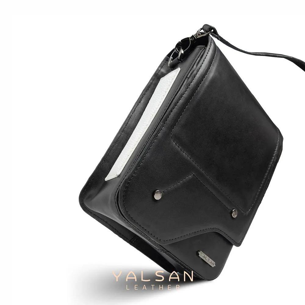 کیف دوشی مدل هایکا کد 102-GN چرم یلسان — تصویر ۸