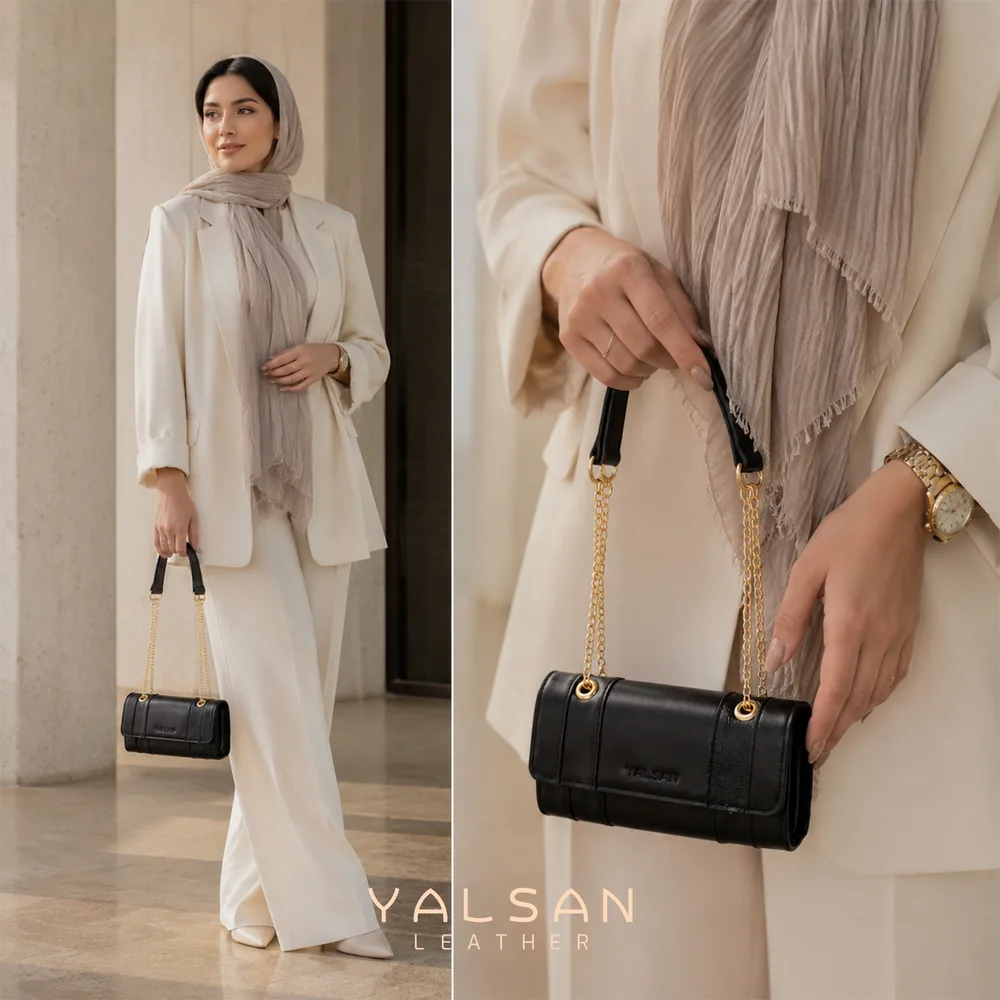 کیف دوشی زنانه مدل تیکا کد 213-GN چرم یلسان — تصویر ۱۰