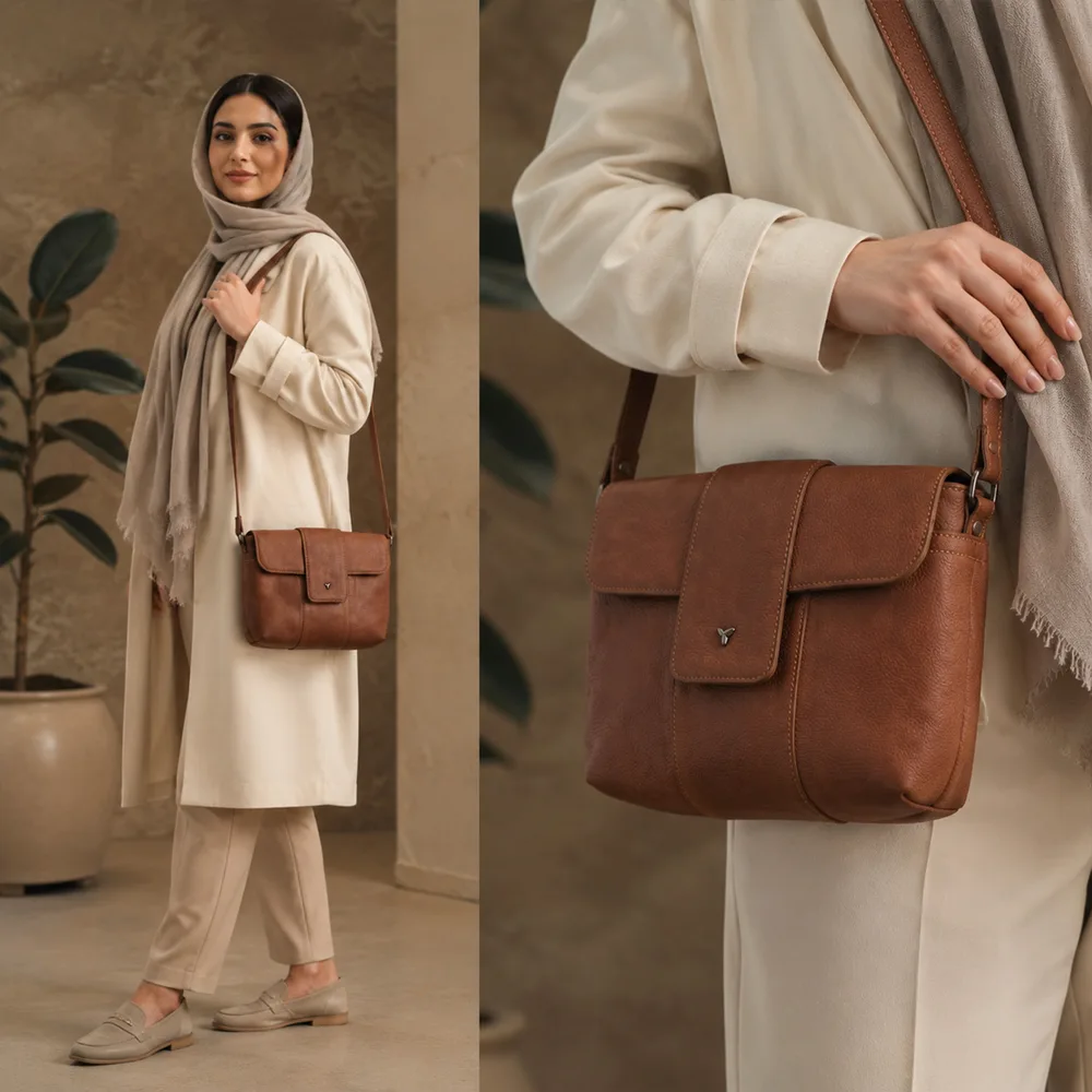 کیف دوشی زنانه مدل سولیا کد 215-HR چرم یلسان — تصویر ۱۰