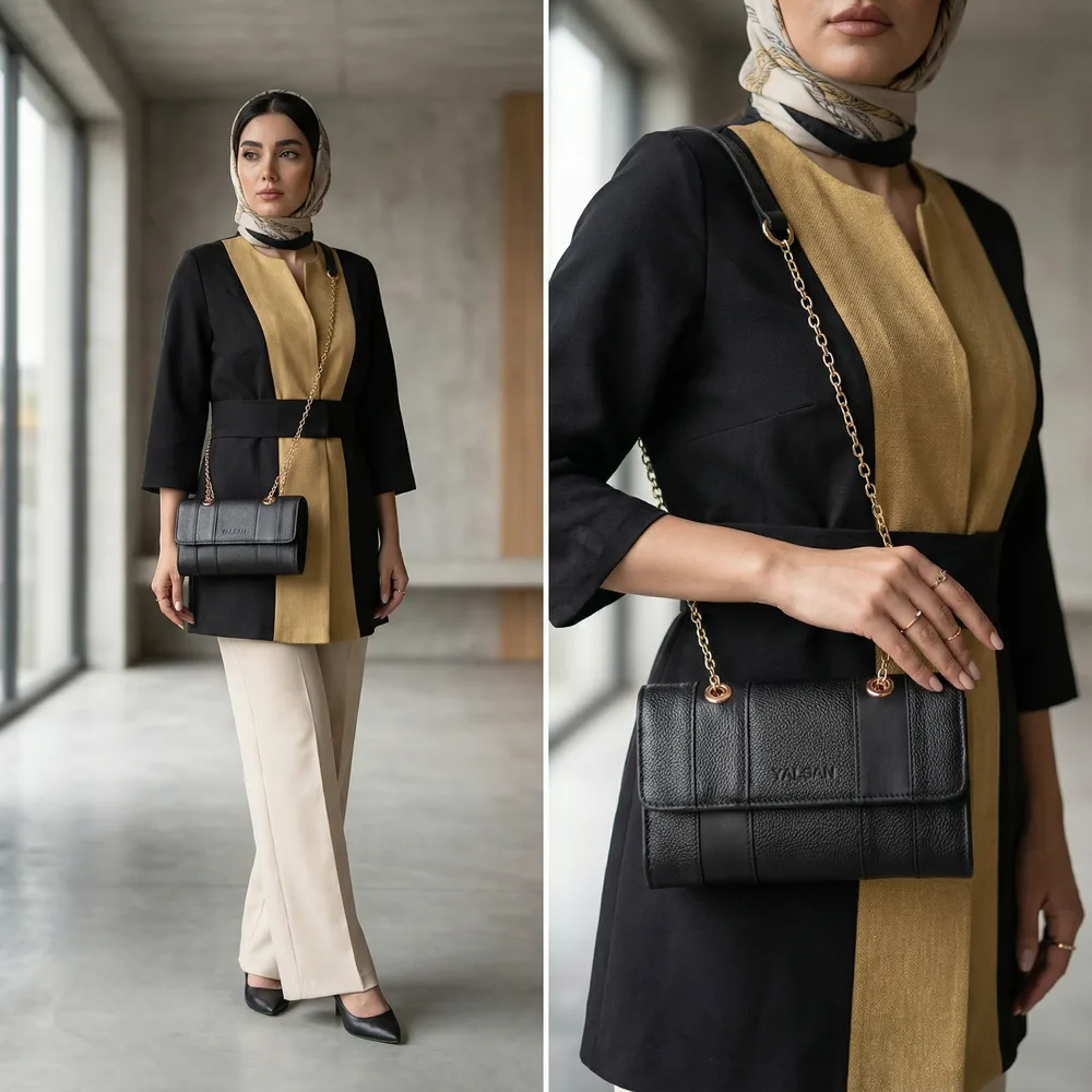 کیف دوشی زنانه مدل تیکا کد 213-MC چرم یلسان — تصویر ۵