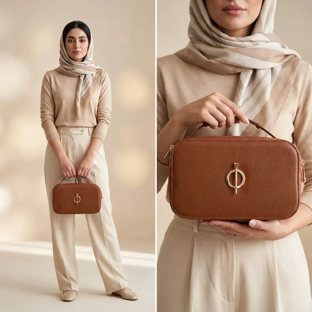 کیف دوشی و دستی زنانه مدل اطلس کد 099-HRM چرم یلسان — تصویر ۵