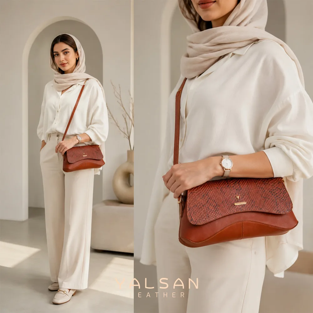 کیف دوشی زنانه مدل آیریا کد 124-MRV چرم یلسان — تصویر ۱۰
