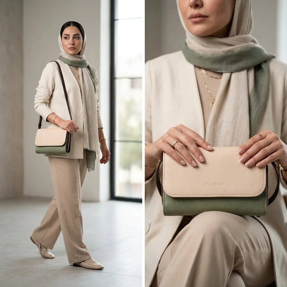 کیف دوشی زنانه مدل روناک کد 210-MC چرم یلسان — تصویر ۳