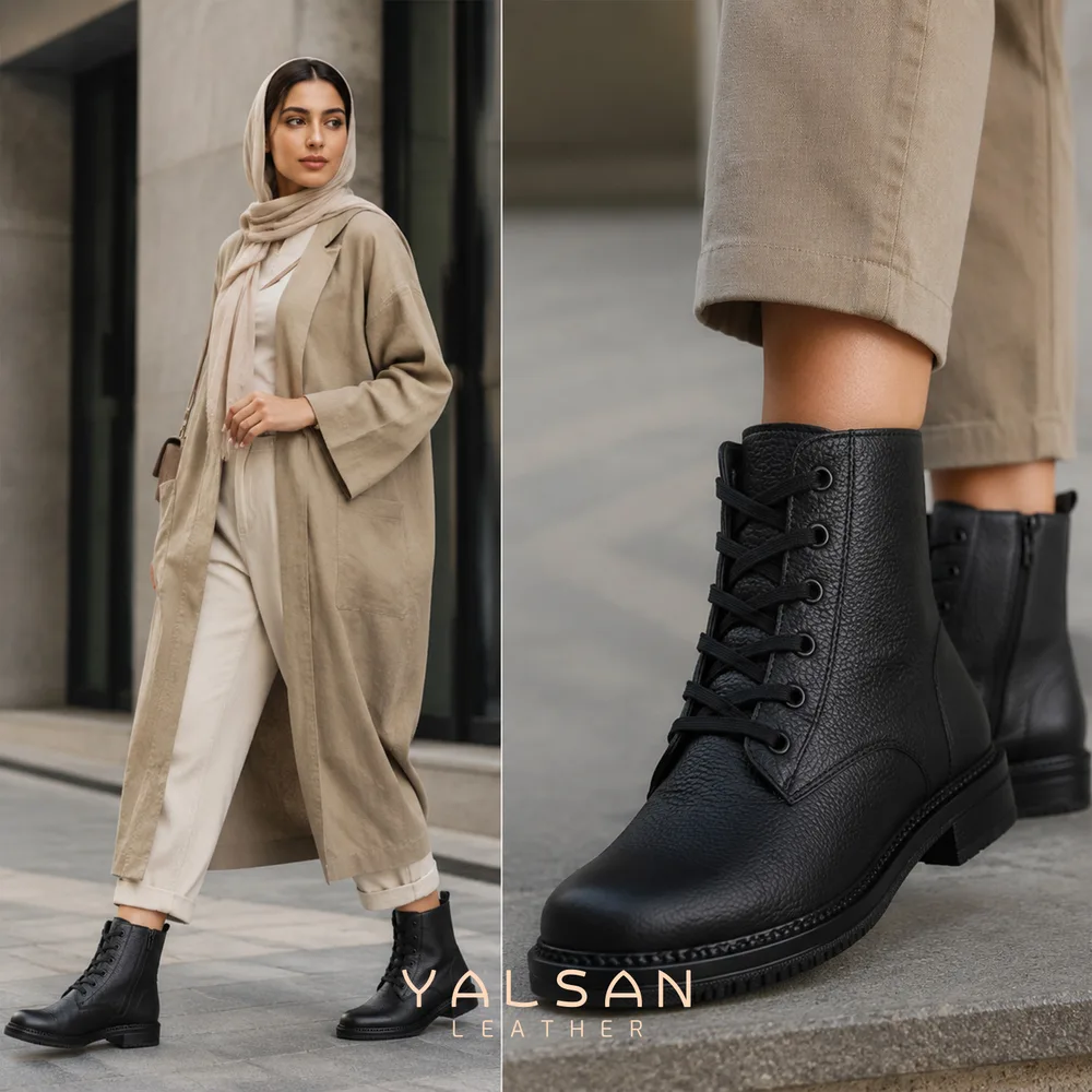 نیم بوت زنانه مدل ویگور کد 690-GF چرم یلسان — تصویر ۸