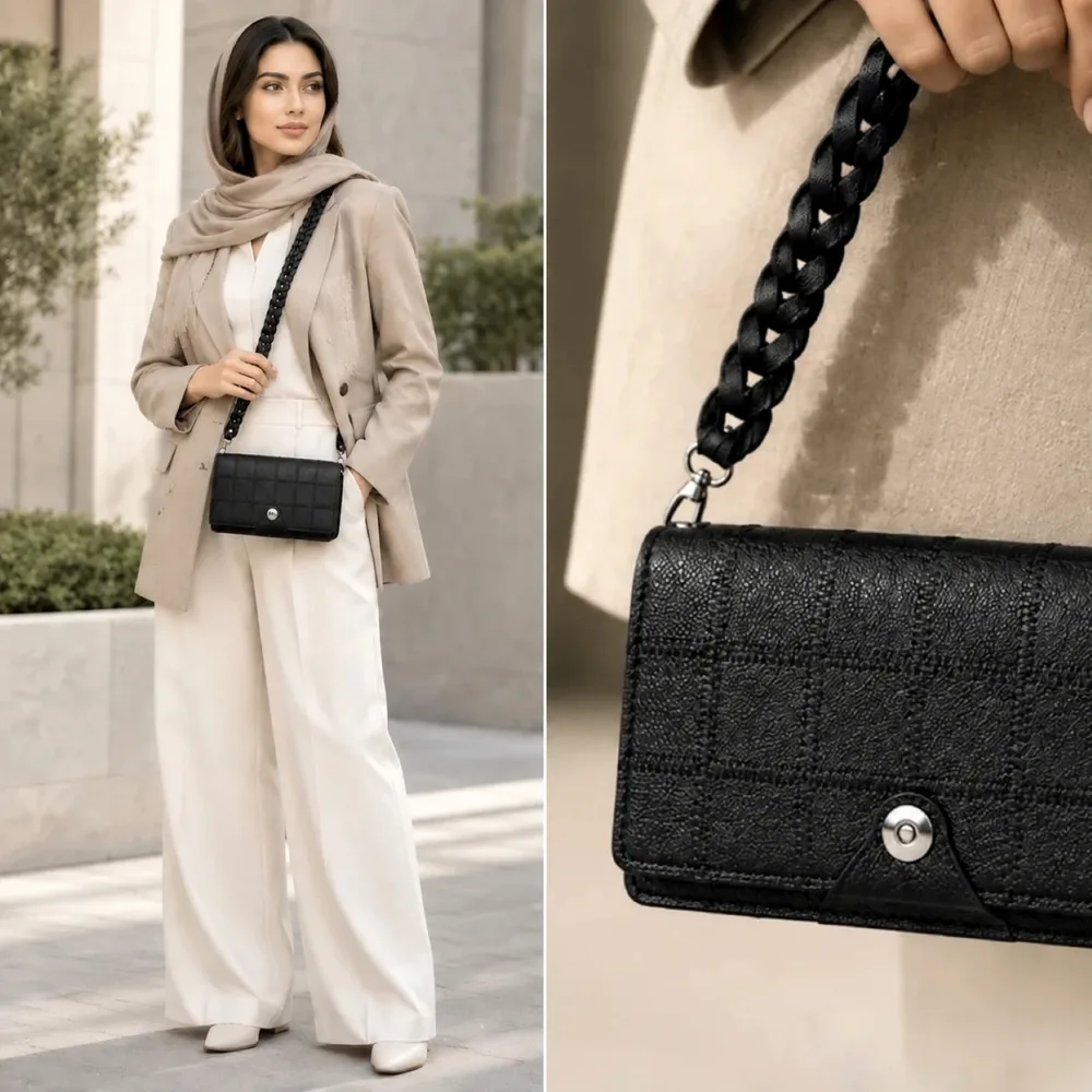 کیف دوشی و دستی زنانه مدل رادیس گنگو کد 238-MC چرم یلسان — تصویر ۷