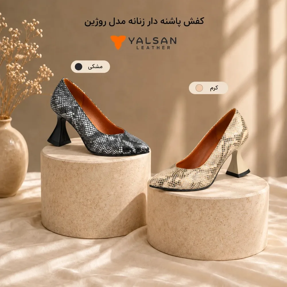 کفش پاشنه دار زنانه مدل روژین کد 618-RTL چرم یلسان — تصویر ۳