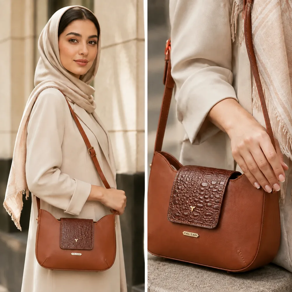 کیف دوشی و دستی زنانه مدل راشا کد104-GAN چرم یلسان — تصویر ۱۳