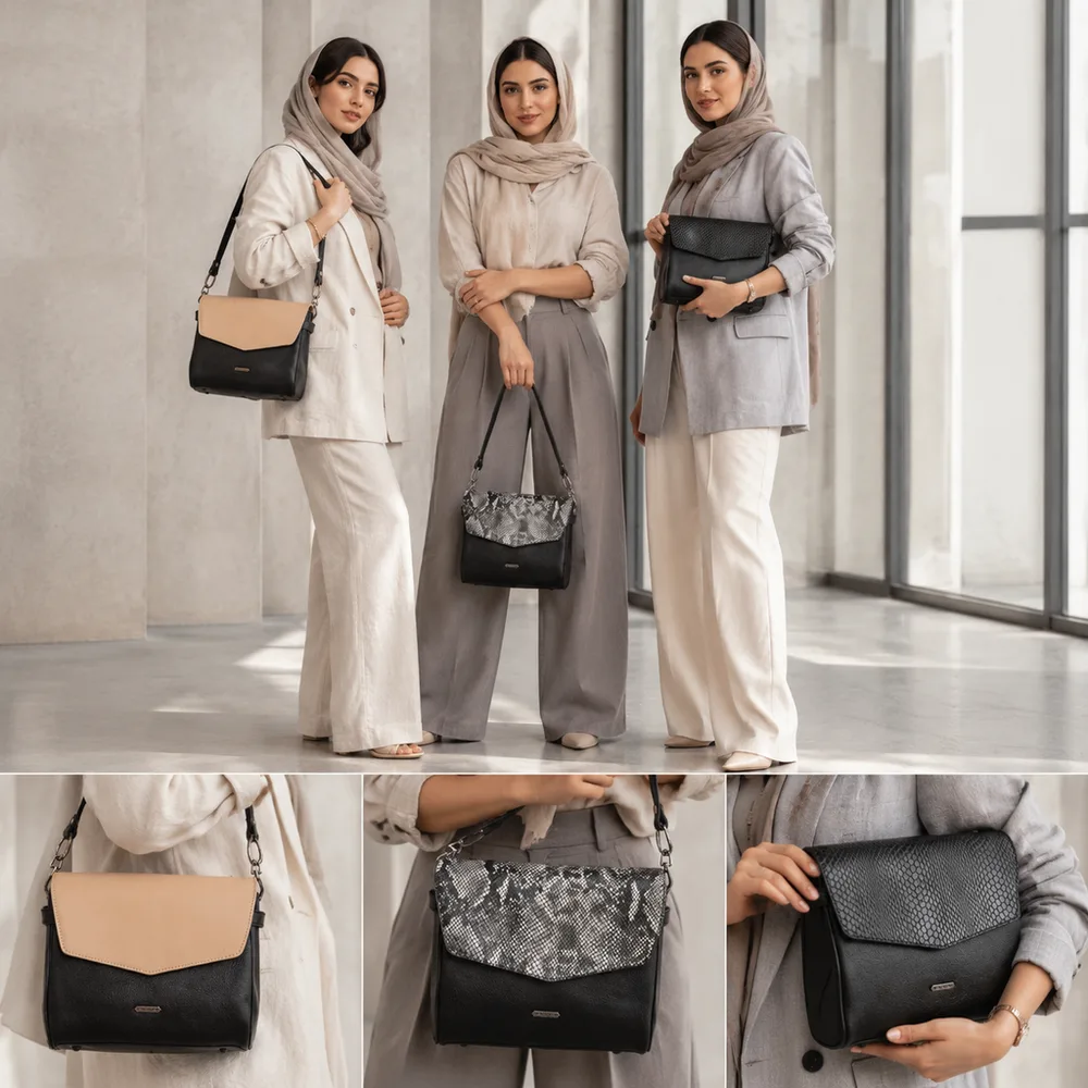 کیف دوشی و دستی زنانه مدل ماژولار ستا کد 214-MC چرم یلسان — تصویر ۱۴